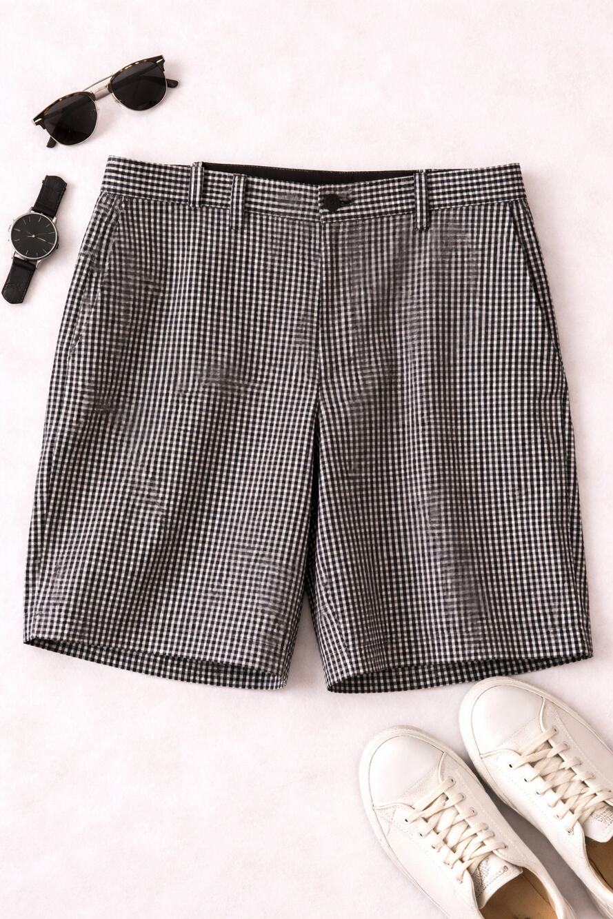 Adidas Men's Checkered Athletic Golf Flat Front Tennis Shorts Brown Black SZ 36